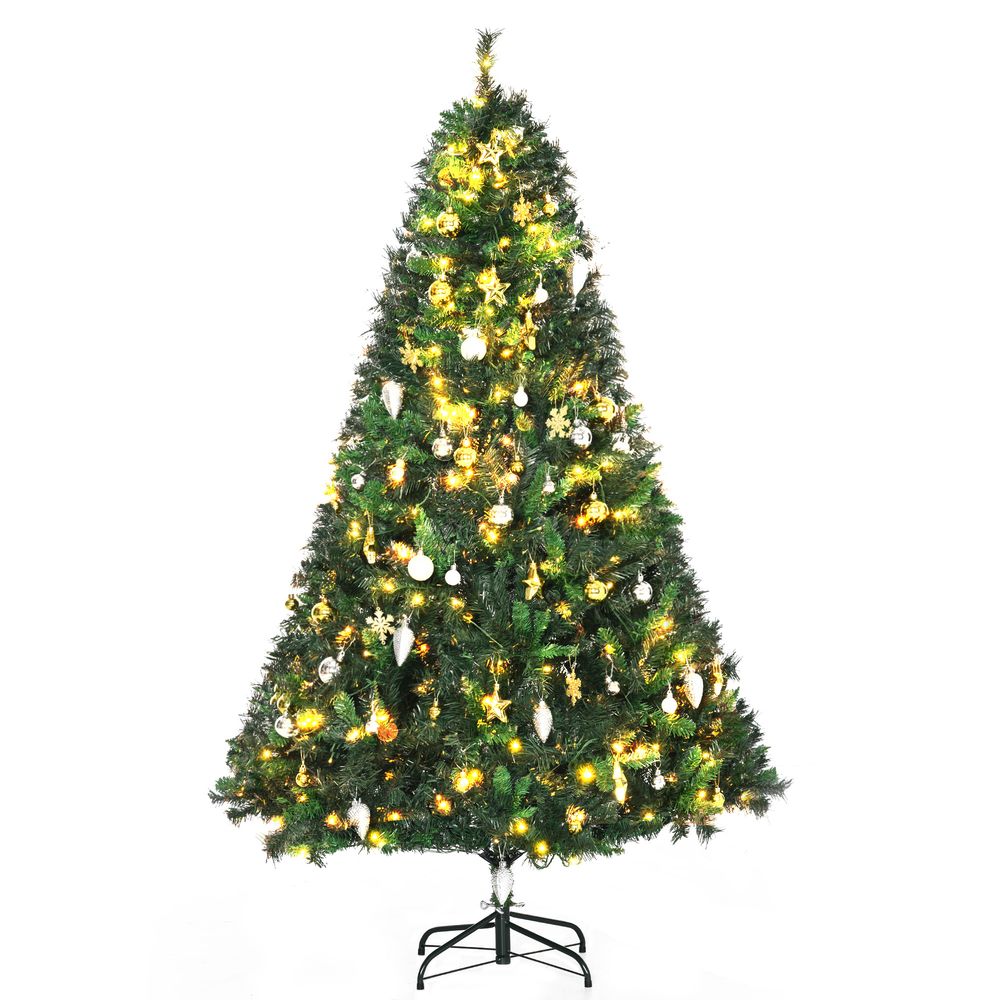1.8m 6ft Pre-Lit Artificial Christmas Tree 200 LED Tree Decorative Balls Stand