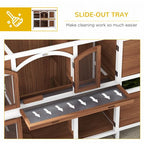 Two-Tier Wooden Rabbit Hutch w/ Openable Roof, Slide-Out Tray, Ramp