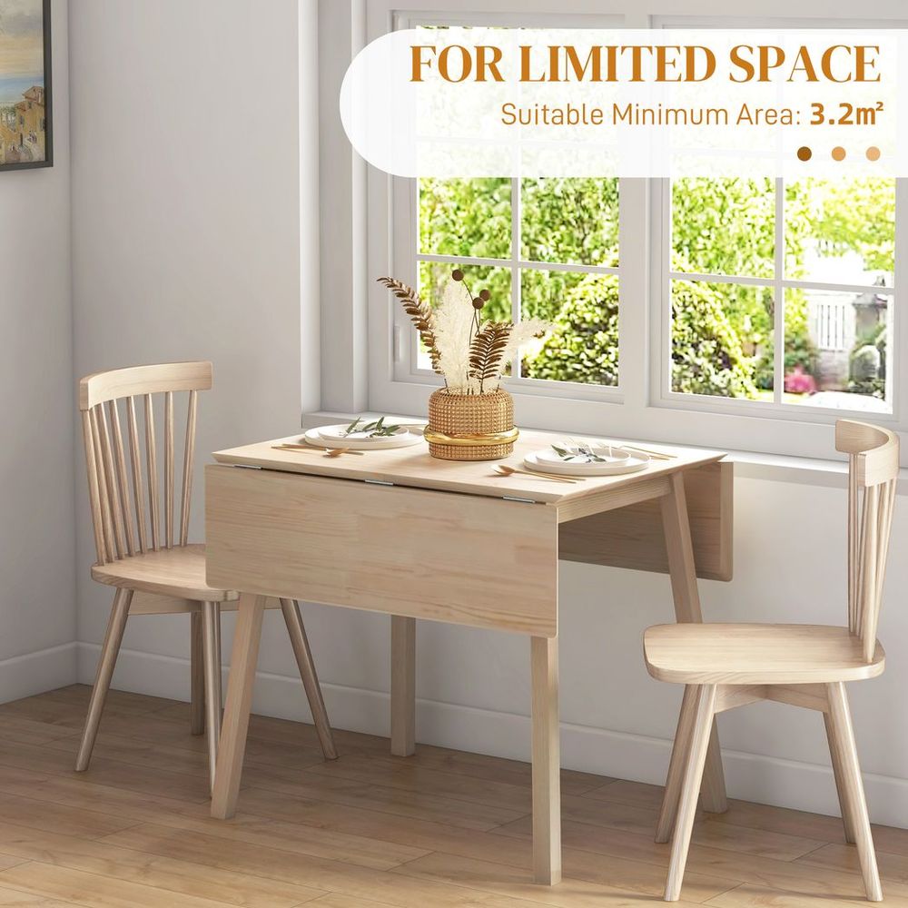 Versatile Drop Leaf Kitchen Table - Extendable Dining Table for Small Spaces - 2-4 Seater