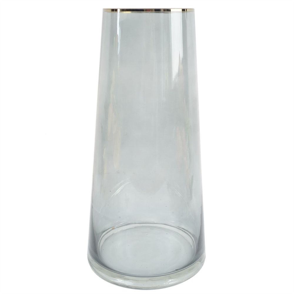 60cm Yellow Rose Artificial Flowers with Glass Vase
