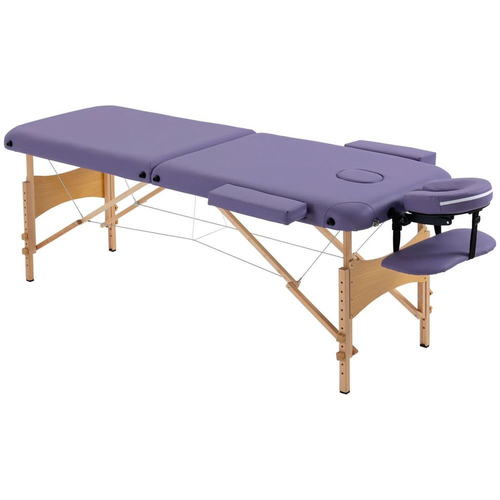 Purple Folding Massage Bed - Portable Spa Table for Beauty Treatments - Sturdy & Adjustable - Carry Bag Included