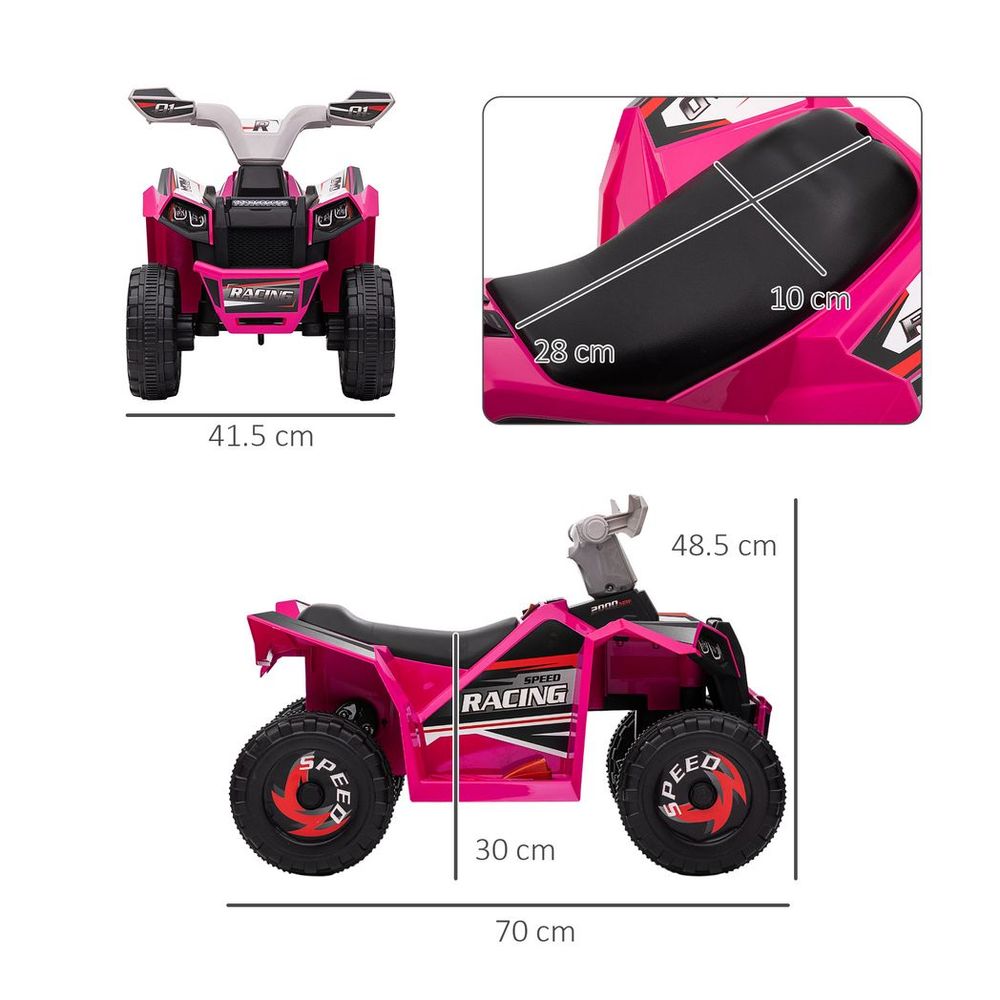 Electric Quad Bike, 6V Kids Ride-On ATV, for Ages 18-36 Months - Pink