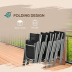 7pc Outdoor Dining Set - Folding Chairs, Aluminum Table - Patio Furniture