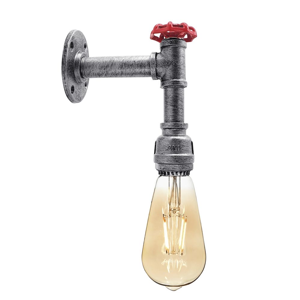 Vintage Industrial Retro arm Water Pipe Valve Lamp E27 For Kitchen Restaurant Brushed Silver