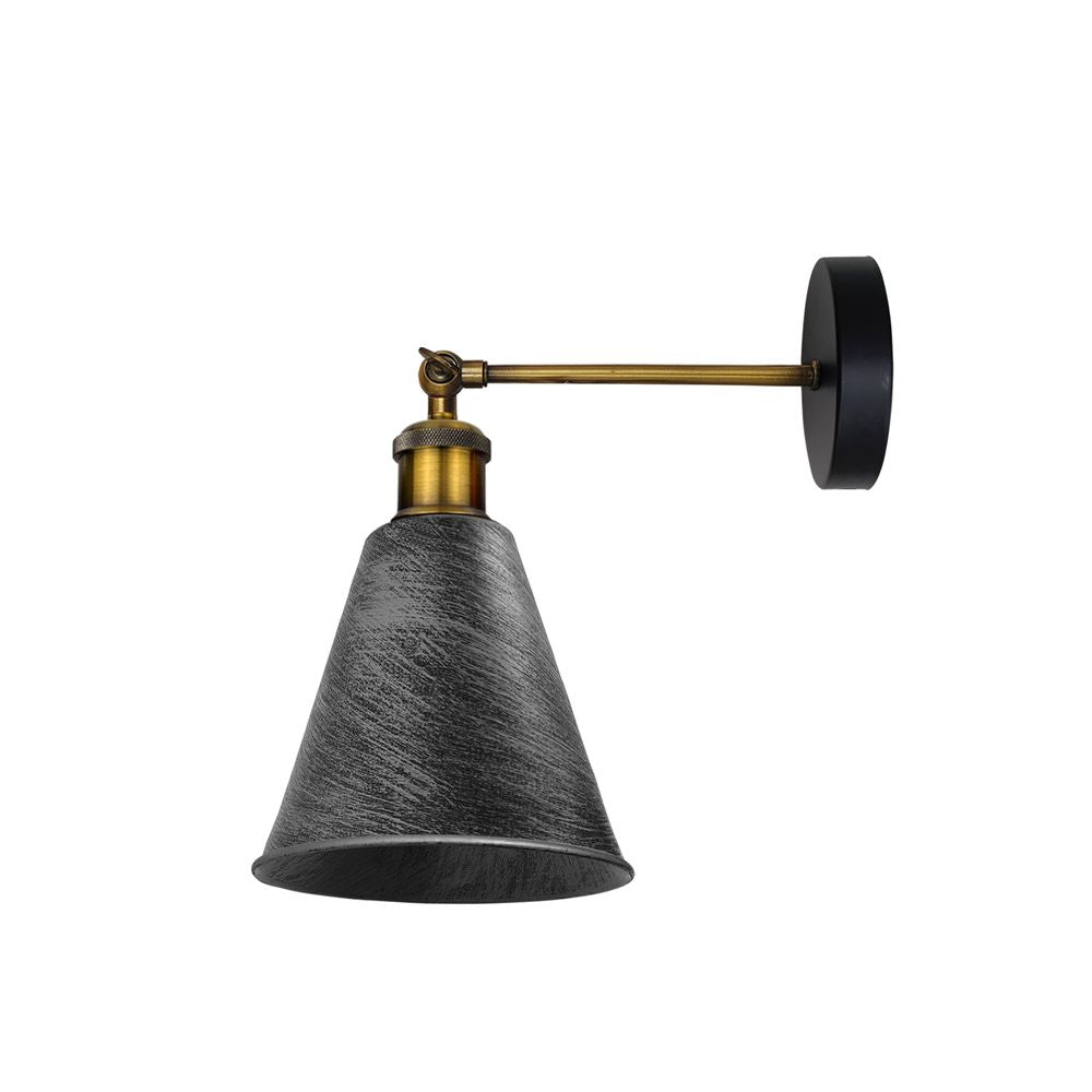 Vintage Industrial Brushed Silver Wall Sconce - Metal Wall Light - Long Arm Neck Mount - Easy Fit