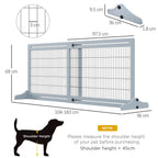 Adjustable Wooden Pet Gate Freestanding Dog Barrier for Doorway, Grey
