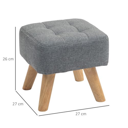 Modern Footstool, Fabric Foot Rest with Rubber Wood Legs