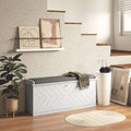 10-Pair Shoe Bench: White, Entryway, Cushion, Flip Drawer