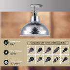 Vintage Industrial Style Flush Mount Metal Chrome Ceiling Light