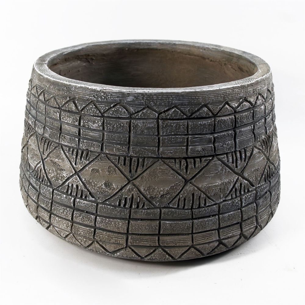 22cm x 37cm Large Grey Gliese Embossed Planter in Grey