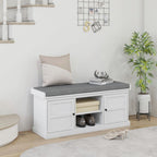 Shoe Storage Bench with Cushion 2 Cabinets for Entryway Hallway White