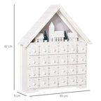 24-Drawer Christmas Advent Calendar Wooden Light-Up Countdown White