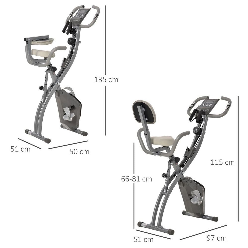 2-In-1 Upright Exercise Bike 8-Level Adjustable with Pulse Sensor Grey