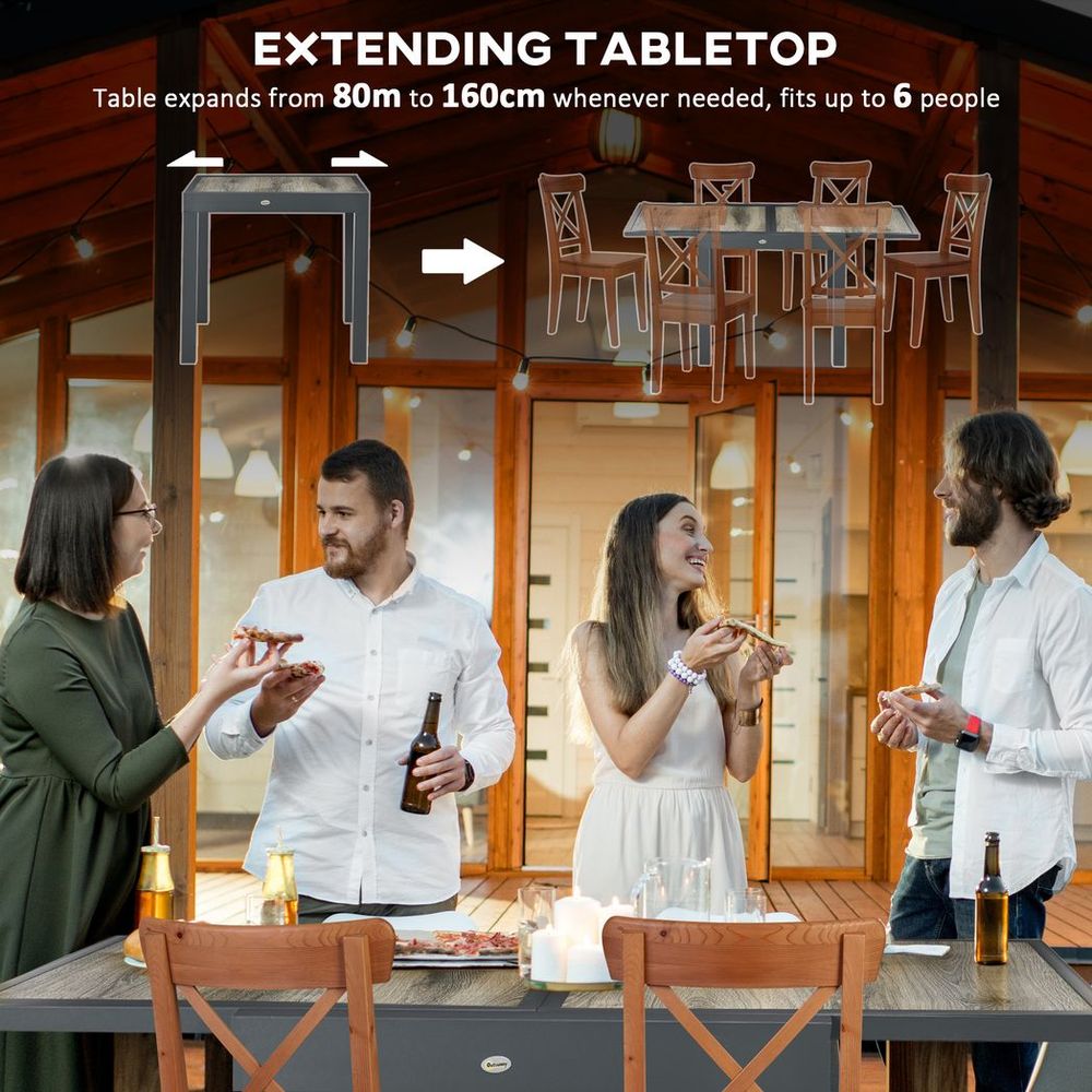 Extendable Outdoor Dining Table - Aluminium Rectangular Patio Table