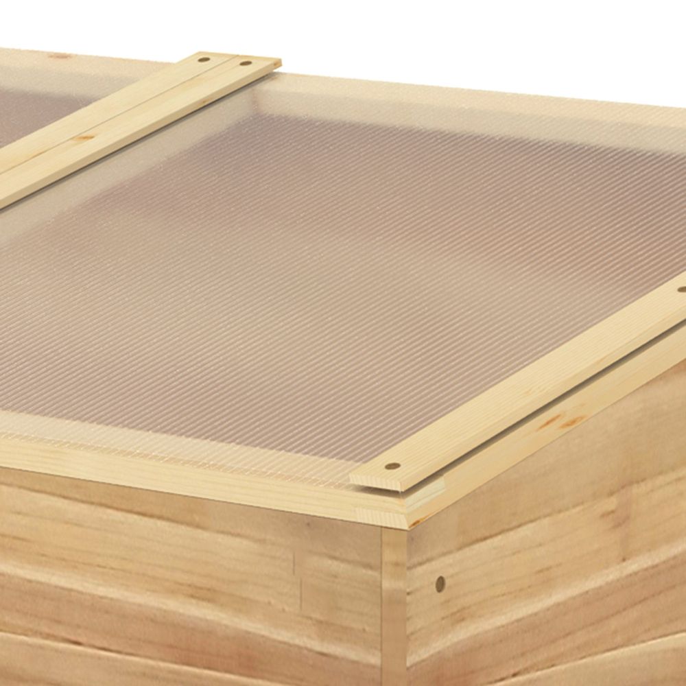 Wooden Cold Frame Greenhouse, 100 x 50 x 36 cm, Natural - Easy Access