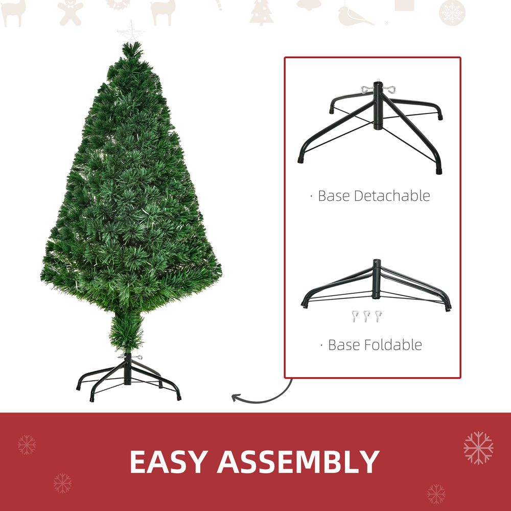 Pre-Lit Fibre Optic Artificial Christmas Tree Topper Multi-Colour 4ft