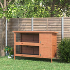 Rabbit Hutch Outdoor Guinea Hutch Bunny Cage with No-Leak Trays, Divider, 136 x 50 x 93cm, Orange