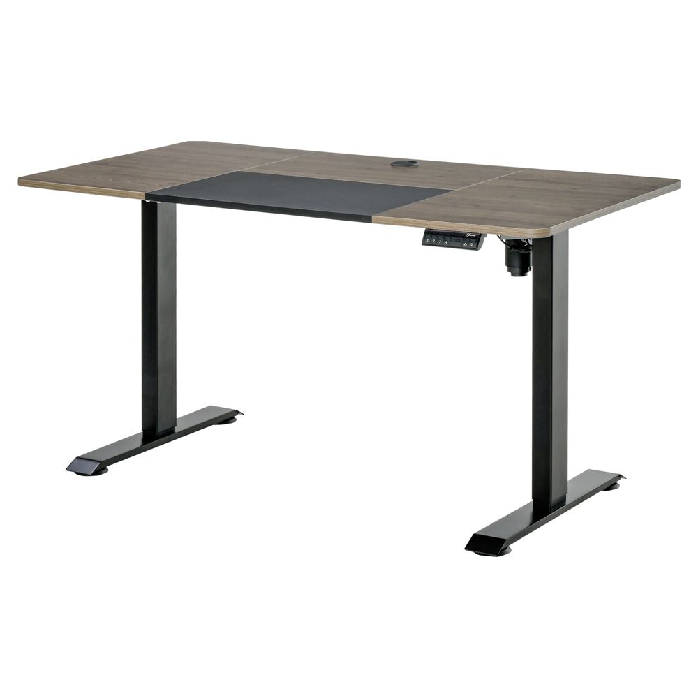 Electric Standing Desk, 140 x 70cm Height Adjustable Sit Stand Desk with 4 Memory Smart Panel, Stand Up Desk for Home Office, Black and Teak