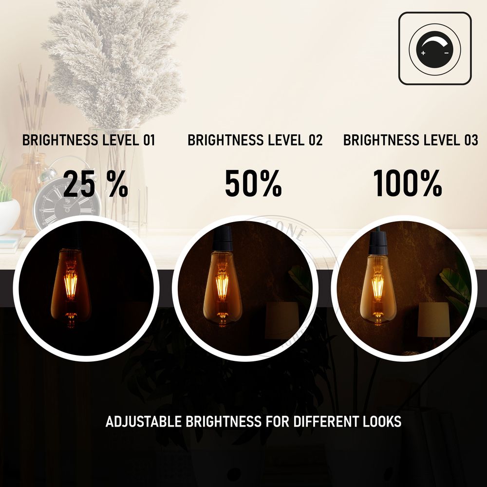 6 Pack E27 LED Edison Dimmable Vintage Amber Glass Warm white 2700K Light Bulb - 6W