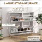 Shoe Storage Cabinet with 4 Flip Drawers for 16 Pairs of Shoes, White