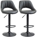 PU Leather Bar Stool Set of 2 - Adjustable Swivel with Footrest