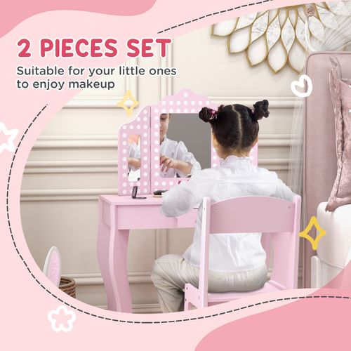 Kids Dressing Table Set Make up w/ Stool, Drawer, for Playroom