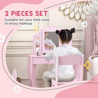 Kids Dressing Table Set Make up w/ Stool, Drawer, for Playroom