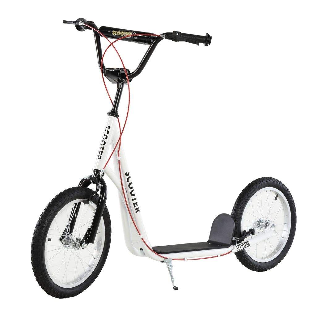 Kick Scooters for Kids with Adjustable Height, Anti-Slip Deck, Dual Brakes, Rubber Tyres, for Boys and Girls Aged 5+ Years Old - White