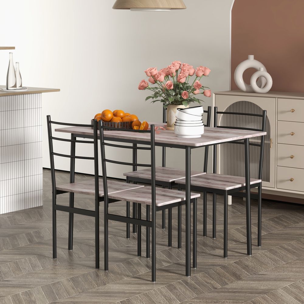 5 Piece Dining Table and Chairs Set, Space Saving Table and 4 Chairs with Four Detail