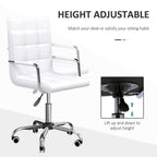 Stylish PU Leather Home Office Chair: High Back, Swivel, Armrest, White