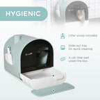 Cat Litter Box Kitten Litter Tray w/Hood, Scoop, Filter, Flap Door, 43 x 44 x 47cm - Green