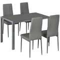 5 Piece Dining Set Table and 4 Chairs Set for 4 Persons Kitchen Glasstop