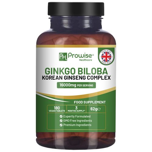 Ginkgo Biloba and Korean Ginseng Tablet - 8000mg, 180 Vegan Tablets