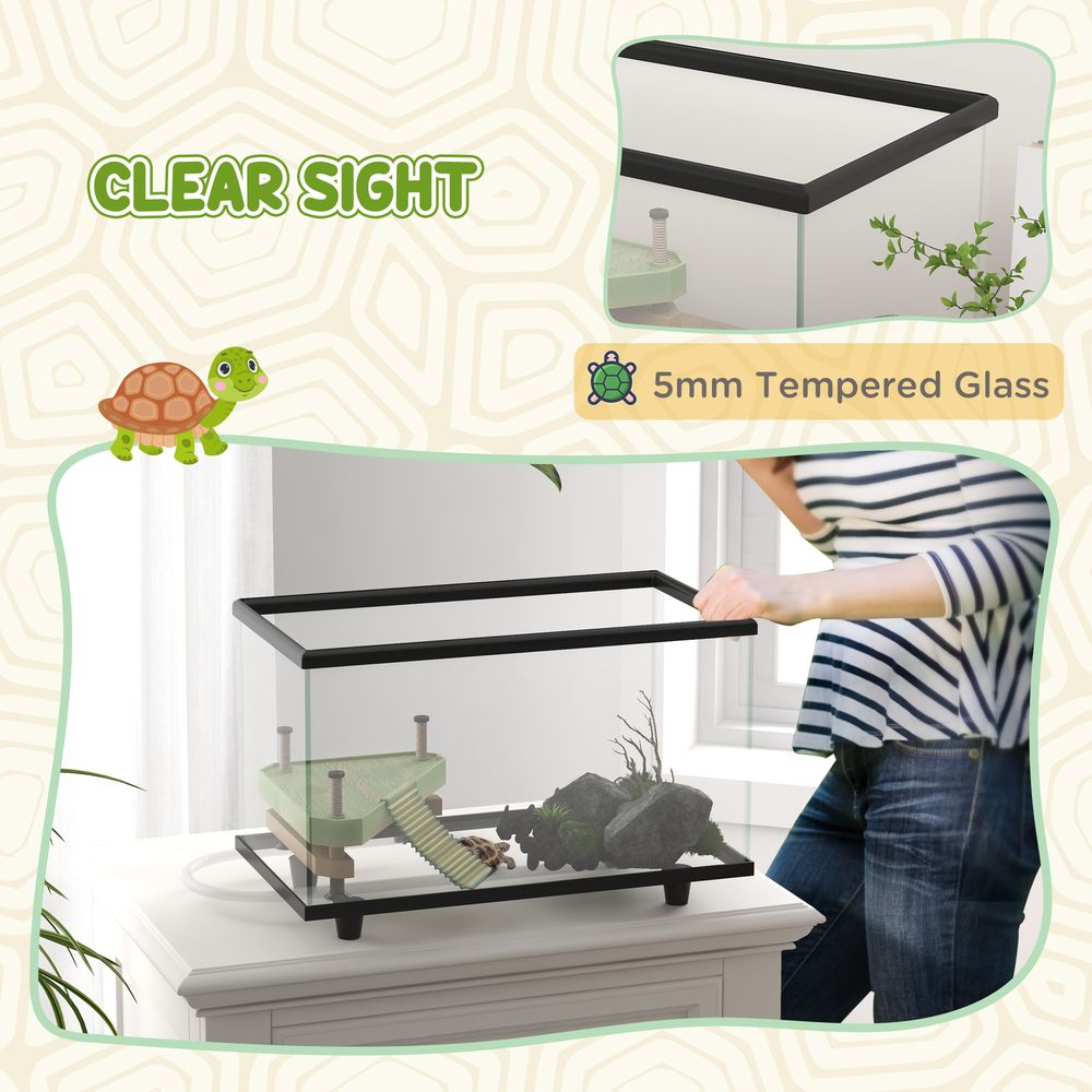 Turtle Tank 28L Glass Turtle Aquarium w/ Easy-Drain 45 x 25 x 29cm