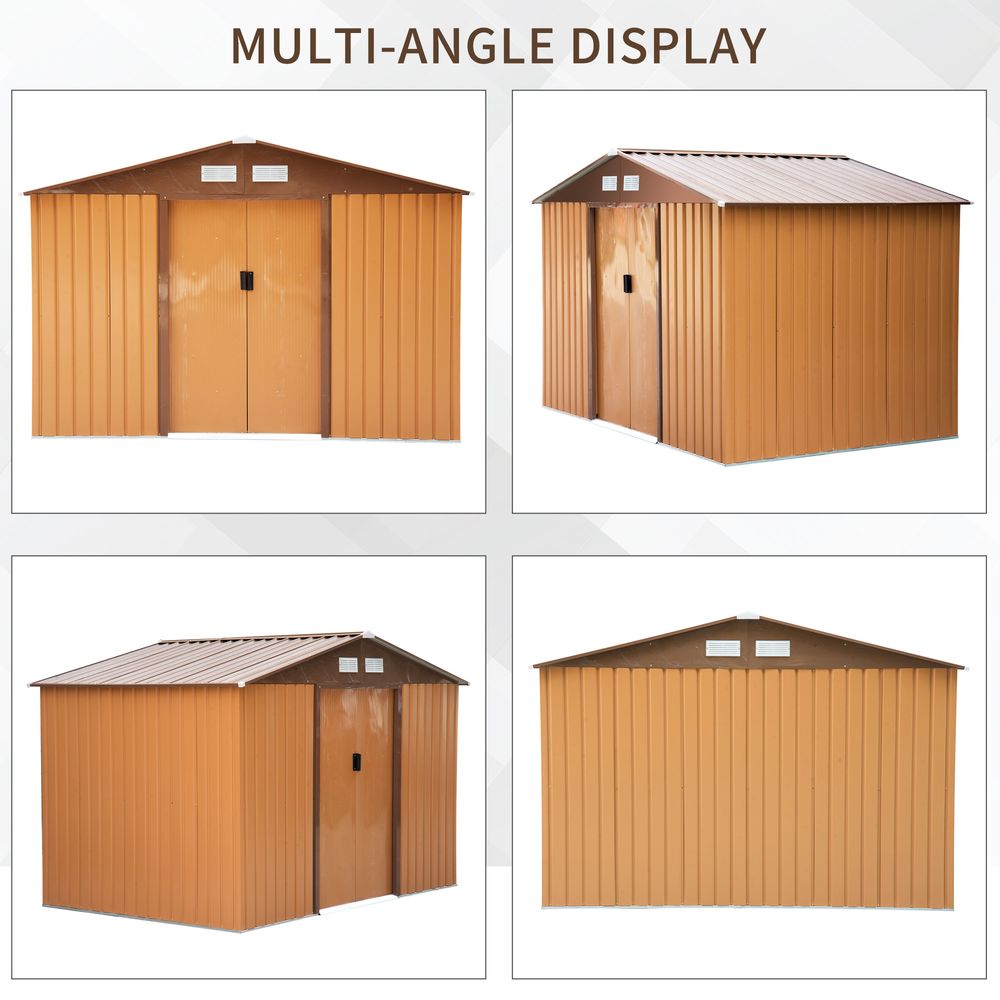 Lockable 9x6 ft Metal Shed - Khaki Storage Yard Container