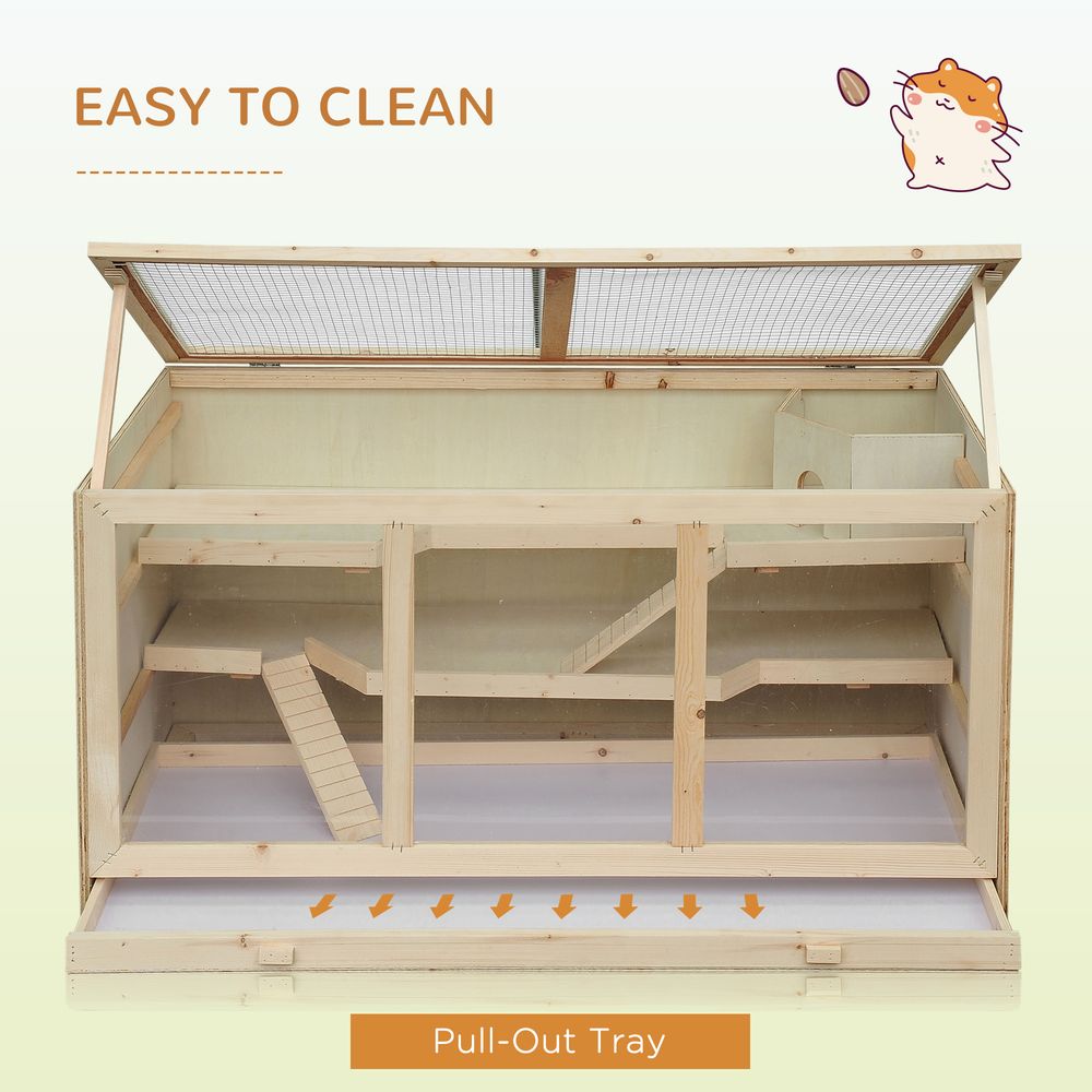 Wooden Large Hamster Cage Syrian Hamster Mouse Rats Mice Rodent Small Animals Hutch Exercise Play House Pen 115L x 57W x 55H(cm)