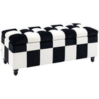 114cm Velvet Storage Ottoman: Button-tufted Footstool Box, Spacious and Stylish