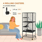 Premium 136cm Rolling Small Animal Cage - 3 Doors, Storage Shelf, Ideal for Ferrets & More!