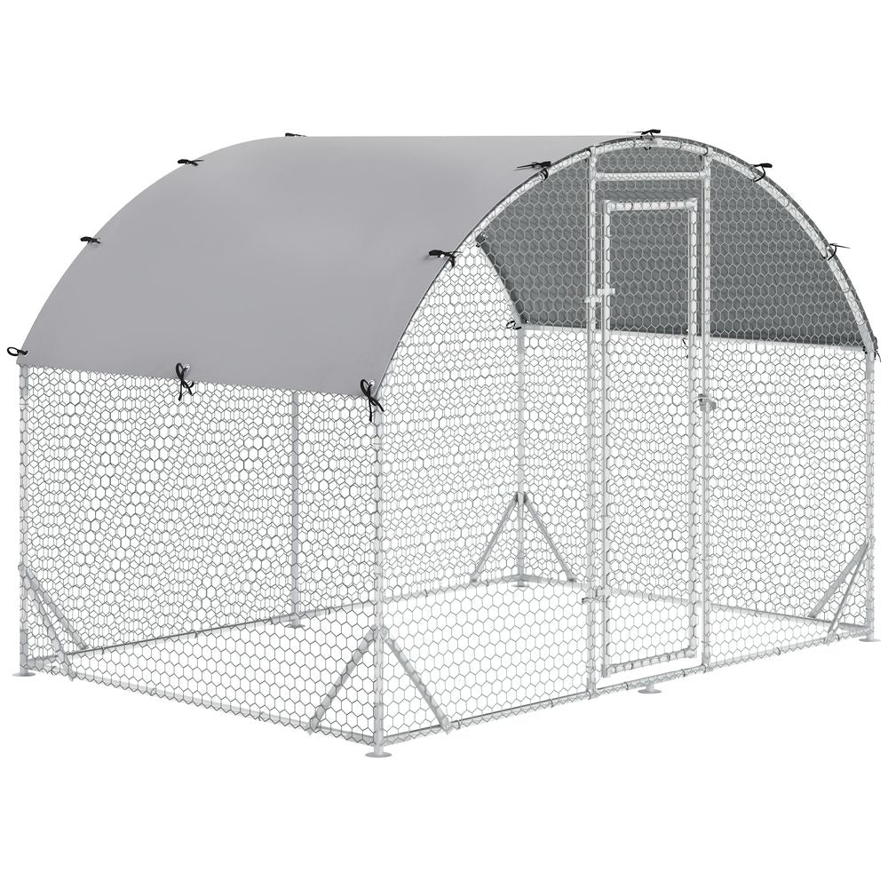 Walk In Chicken Run Galvanised Chicken Coop Hen Poultry House Cage Rabbit Hutch Pet Playpen Garden with Water-Resist Cover, 2.8 x 1.9 x 2m