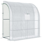 Walk-In Leanto Greenhouse Windows Doors 2 Tiers 4 Shelves 200x100x213cm White