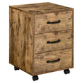 Mobile File Cabinet with 3 Drawers, Under Desk Home Office Organizer, Rustic Brown