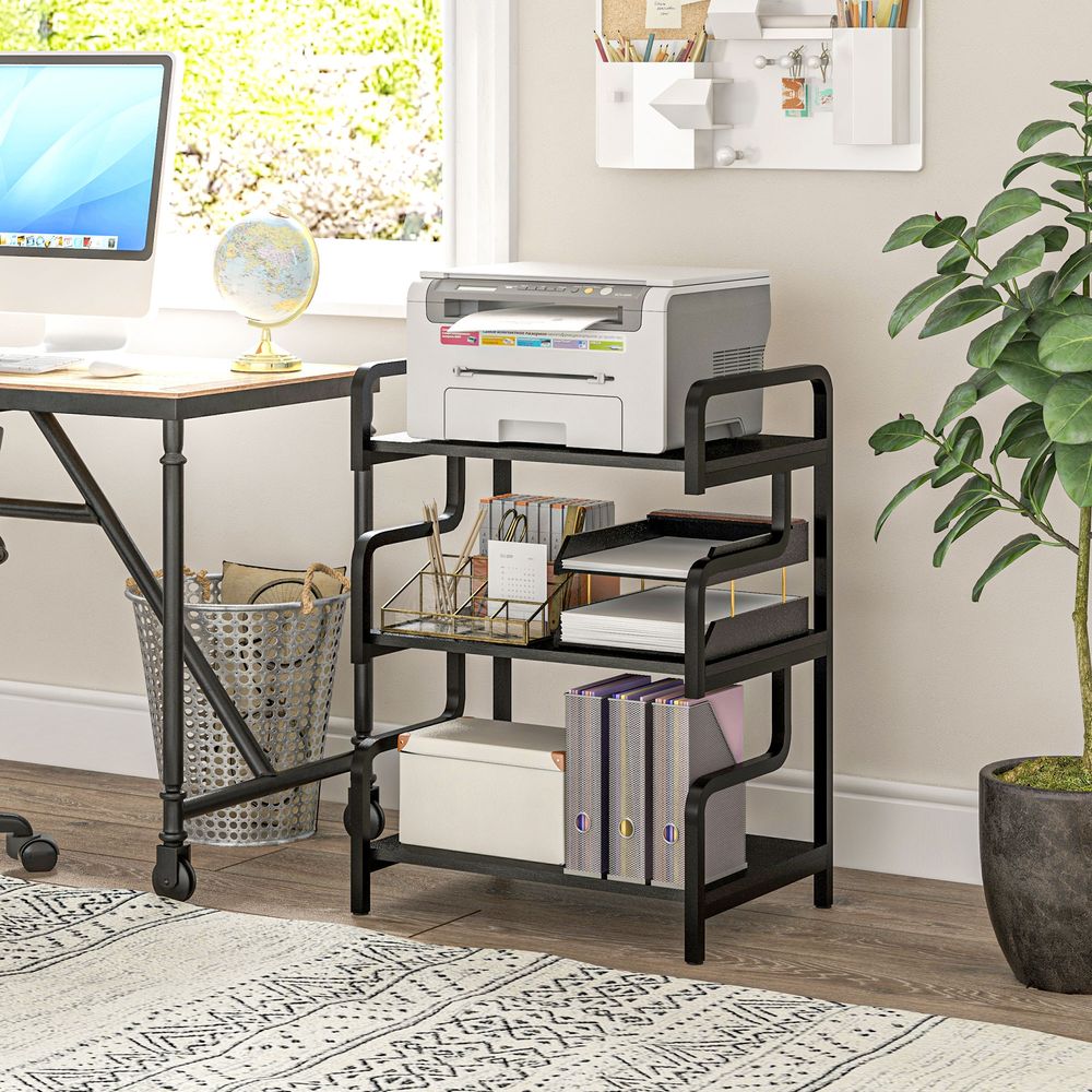 3-Tier Storage Shelf, Metal Shelves for Storage for Home Office, White in White