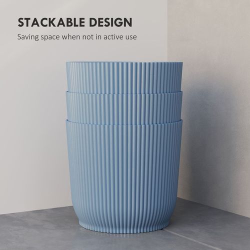 Set of 2 Round Plant Pots Outdoor 22cm for Garden Decoration, Blue