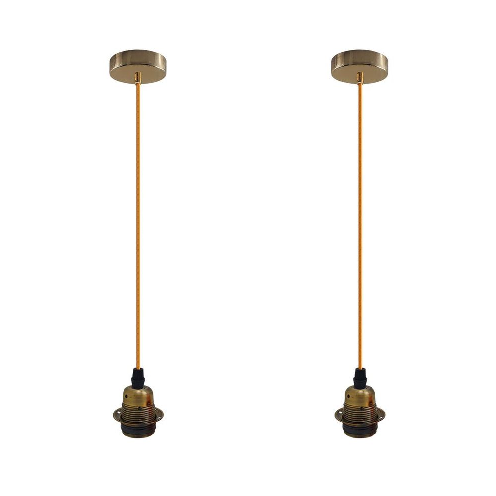 2 Pack Vintage Industrial Pendant Light,lampshade E27 UK Holder Fitting Set