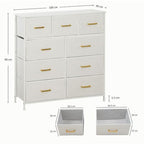 Chest of Drawers with 9 Drawers, Boucle Storage Organiser, Cream