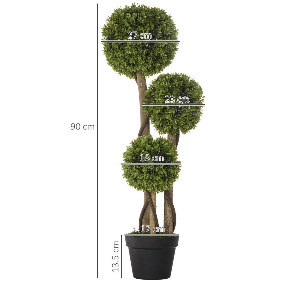 Faux Boxwood Ball Topiary - Indoor/Outdoor, 90cm