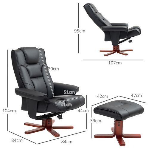 Reclining Armchair with Footstool and Adjustable Backrest