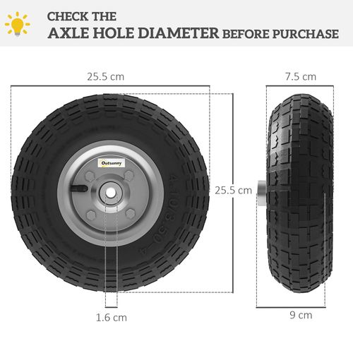 Set of Four 10" Pneumatic Wheels for Barn Carts, Garden Cart Black