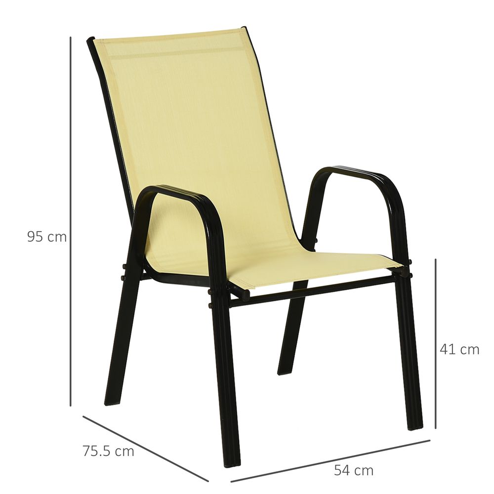 Outdoor Dining Chair Set - 4 Pack Beige w/ High Back Armrest