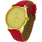 Women's Analogue Watch - Jumbo Gold Dial with Pink Leather Strap